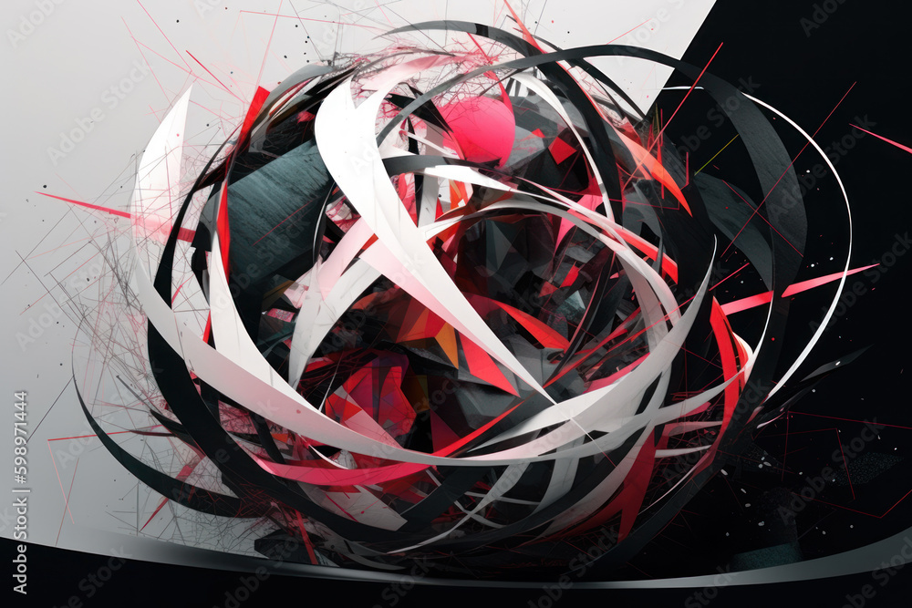 Poster circle abstract logo with colorful lines generative ai