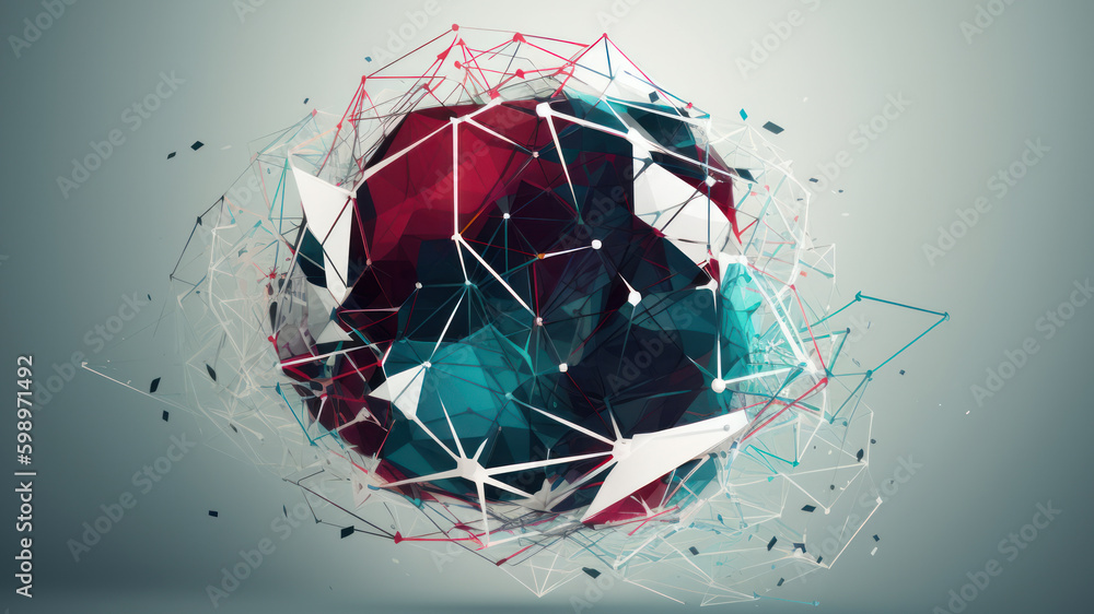 Poster circle abstract logo with colorful lines generative ai