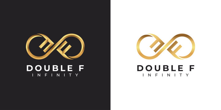 Letter F Infinity Logo design and Gold Elegant Luxury symbol for Business Company Branding and Corporate Identity