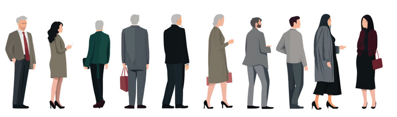 A Group of Business People Male and Female in Many Age on Flat Style Minimal Illustration Set of Vector 