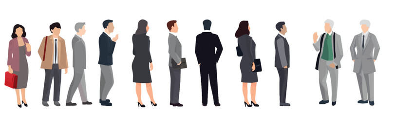 A Group of Business People Male and Female in Many Age on Flat Style Minimal Illustration Set of Vector 