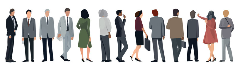 Fototapeta premium A Group of Business People Male and Female in Many Age on Flat Style Minimal Illustration Set of Vector 