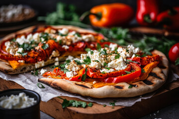 lavash with tomatoes, pepper and cheese, armenian food generative ai