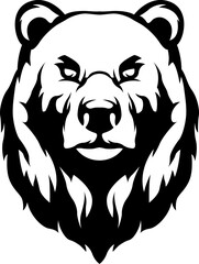 Head of bear. Abstract character illustration. Graphic logo design template for emblem. Image of portrait.
