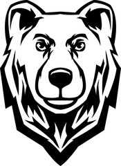 Obraz premium Head of bear. Abstract character illustration. Graphic logo design template for emblem. Image of portrait.