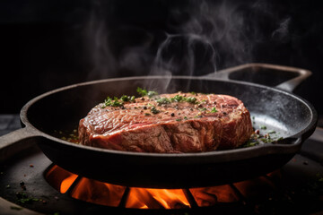 Fototapeta premium veal steak in a pan generative ai