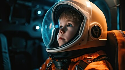 Little Explorer: Child Dressed as an Astronaut Ready for Adventure by Generative AI