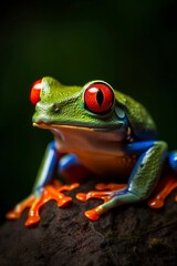 Fototapeta premium Red Eyed Tree Frog (Agalychnis callidryas), created with generative AI