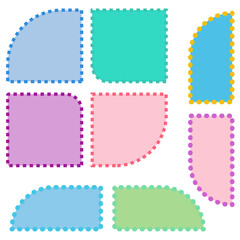 Set of different pastels colored  geometric shapes.  cards with stickers
