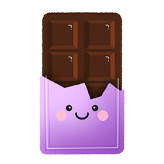 Chocolate bar character in purple
