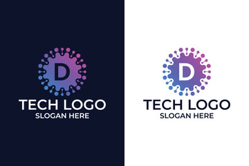 Smart and creative, dots or points letter D logo design template. energy tech planet atom vector icon. Geometric dot circle science medicine sign