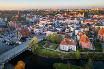 Fototapeta na wymiar Aerial view of the downtown of Bydgoszcz.
