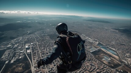 Adrenaline Rush: Skydiver Freefalling through the Sky by Generative AI