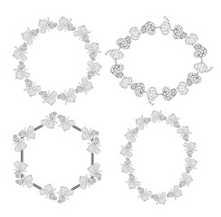 set of frames and with grape - vector decorative ornaments