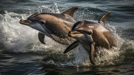 Fototapeta premium Graceful Swimmer: Dolphin Displaying its Agility and Athleticism by Generative AI