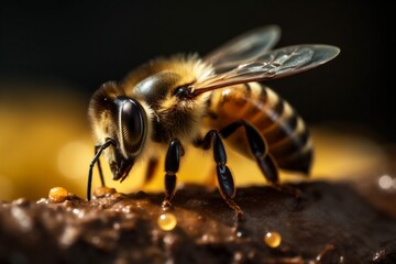 pollen bee gold nature closeup yellow macro phone insect honey mobile background. Generative AI. Generative AI