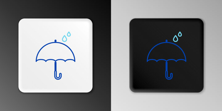 Line Umbrella and rain drops icon isolated on grey background. Waterproof icon. Protection, safety, security concept. Water resistant symbol. Colorful outline concept. Vector
