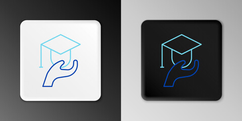 Line Education grant icon isolated on grey background. Tuition fee, financial education, budget fund, scholarship program, graduation hat. Colorful outline concept. Vector