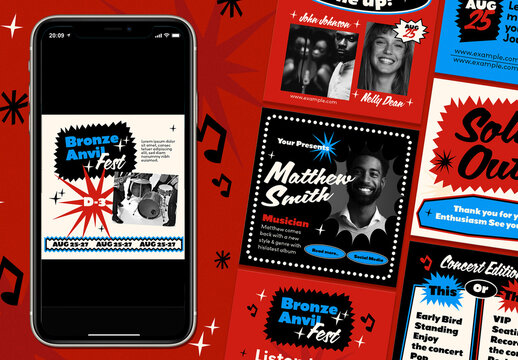 Red Retro Country Music Festival IG Set