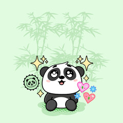 Panda Heart On Its Face Vector Art, Illustration and Graphic
