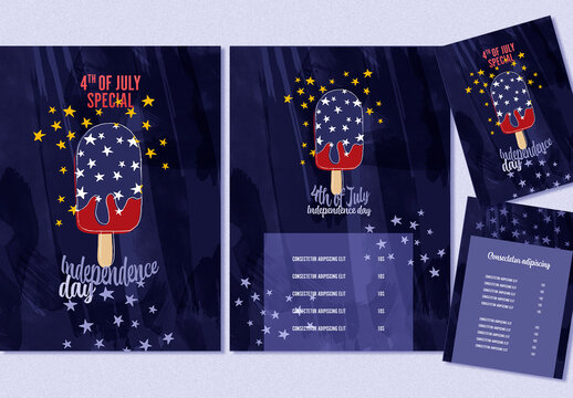 Poster 4th of July Independence Flag Stars Promotion Ice Cream