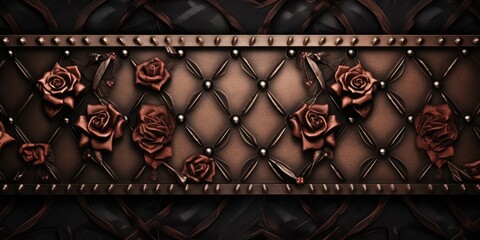 A Background in the Ironclad Diamond Rose Alliance Style - Stylish metal, gemstone and flower Backdrop - Rose Iron Diamond Wallpaper created with Generative AI Technology