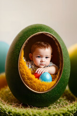 baby inside egg, easter inspired, ai generative