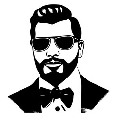 man hair style vector design black and white