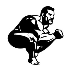 bodybuilder vector design black and white