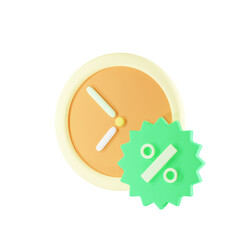 Discount Time 3d Icon Illustration