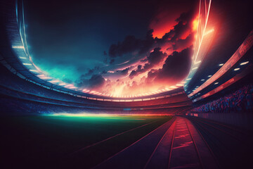 Fototapeta na wymiar Vibrant Spectacle: RGB Stadium in 8K