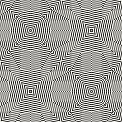 Monochrome Moiré Effect Textured Kaleidoscope Pattern