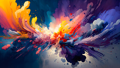 Fototapeta na wymiar Colorful Paint Explosion - Abstract Background - Generative AI