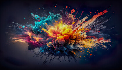 Fototapeta na wymiar Colorful Paint Explosion - Abstract Background - Generative AI