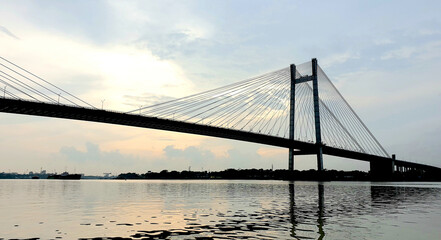 Fototapeta na wymiar partial view of vidyasagar setu vidyasagar bridge kolkata india