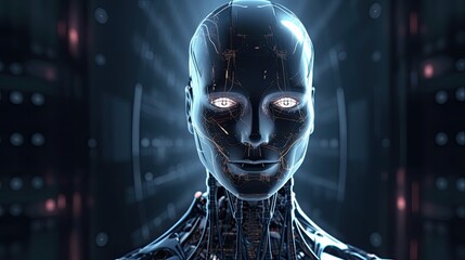 An AI Robot with technological patterns. Technology Concept. Generative AI