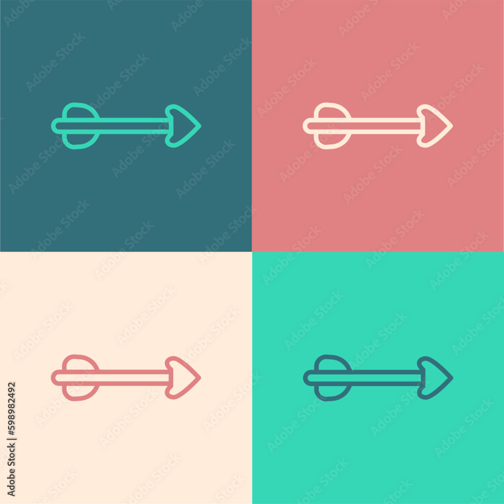 Poster pop art line arrow icon isolated on color background. vector