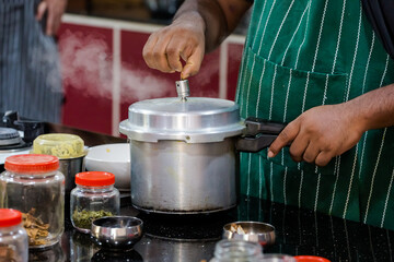 Preparing traditional indian food