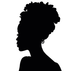 Black woman silhouette vector illustration with isolated background