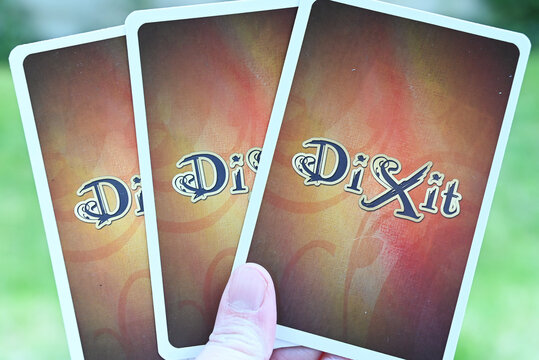 Lublin, Poland. 02 May 2023.Set of cards for playing Dixit board game