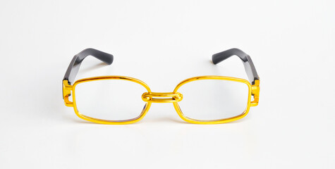 Trendy stylish eyeglasses on white background.