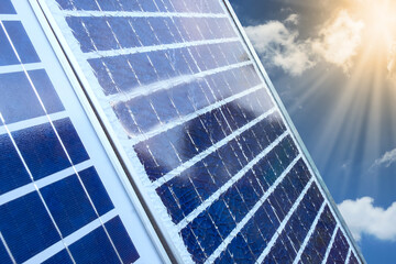 Obraz premium Renewable solar energy with old solar panels