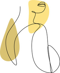 Woman face one line drawing. Portrait minimalistic style continuous line. Vector illustration.