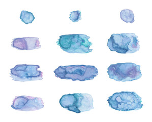 watercolor gouache splashes, brush strokes, swatches on transparent background, extracted, isolated, png file