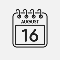 Icon page calendar day - 16 August