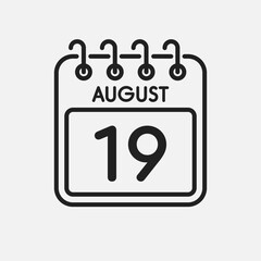 Icon page calendar day - 19 August