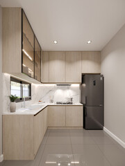 3d rendering  of kitchen room, Interior design