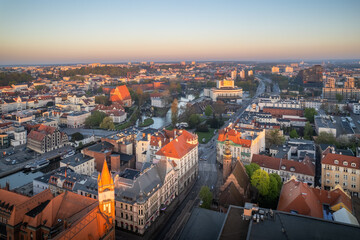 Aerial view of the center of Bydgoszcz. - obrazy, fototapety, plakaty