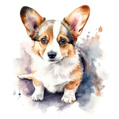 Watercolor dog Corgi.