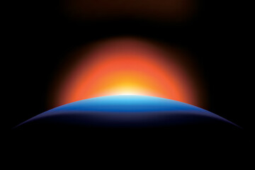 Sunrise From Outer Space Vector Illustration